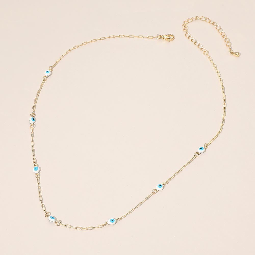 Evil Eye Bead Station Chain Necklace