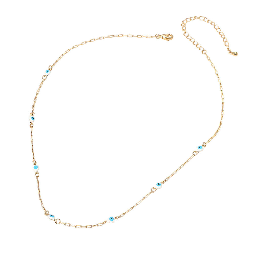 Evil Eye Bead Station Chain Necklace
