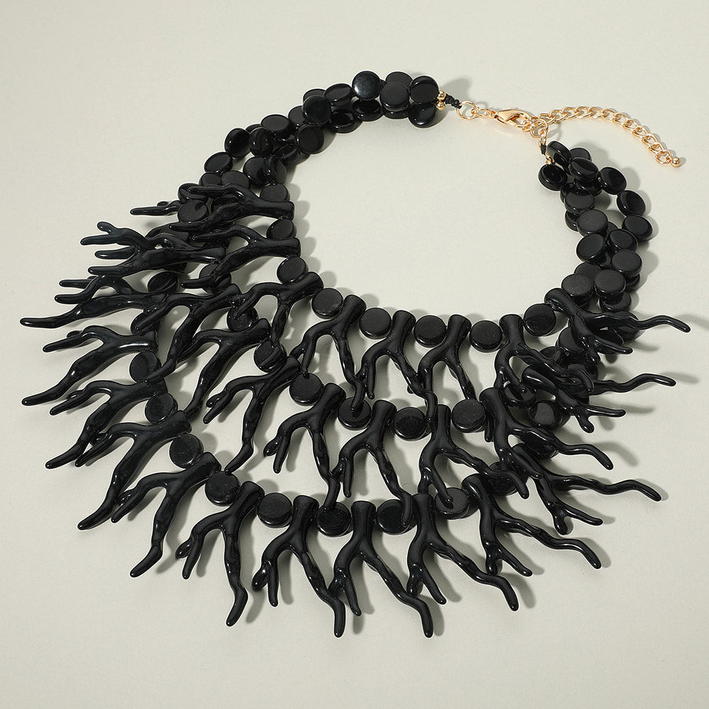 Bold Layered Coral Statement Necklace