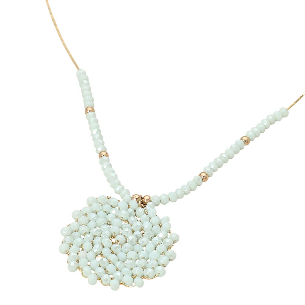 Round Beaded Pendant Statement Necklace
