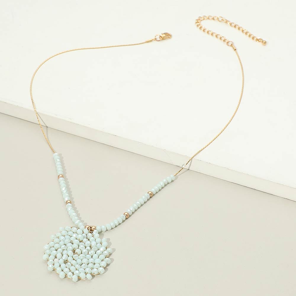 Round Beaded Pendant Statement Necklace