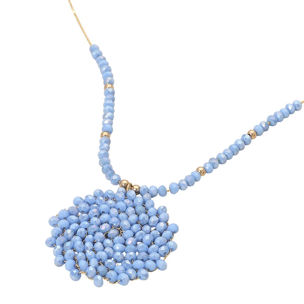 Round Beaded Pendant Statement Necklace