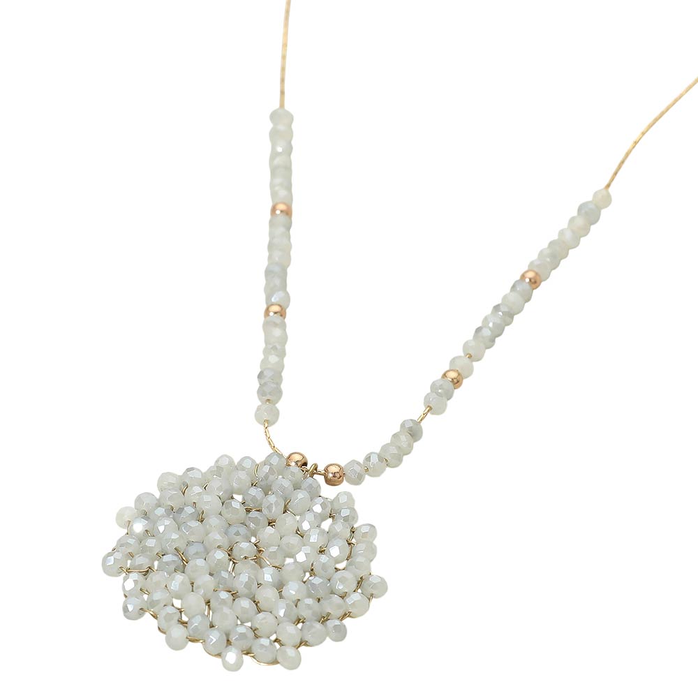 Round Beaded Pendant Statement Necklace