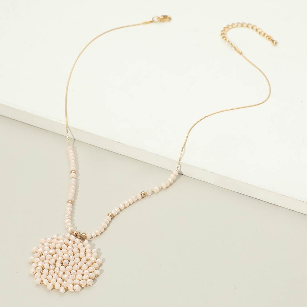 Round Beaded Pendant Statement Necklace