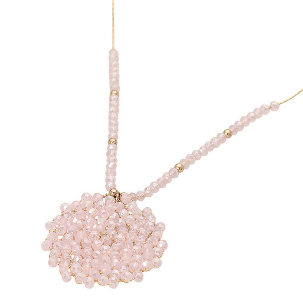 Round Beaded Pendant Statement Necklace