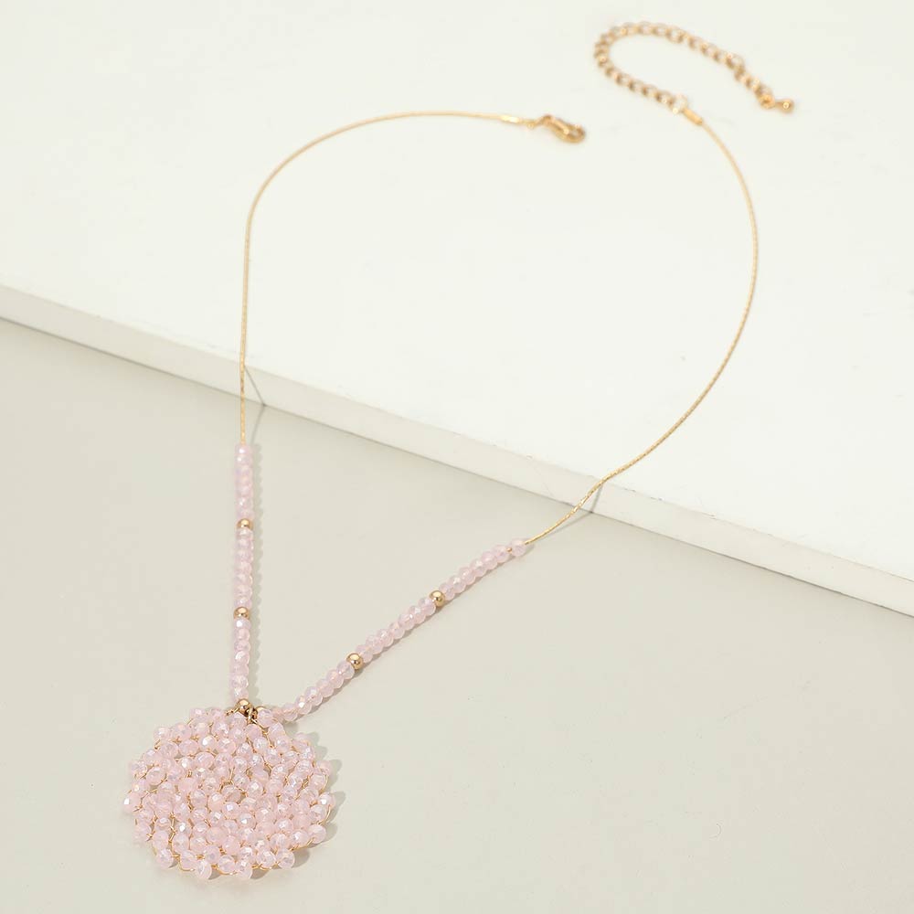 Round Beaded Pendant Statement Necklace