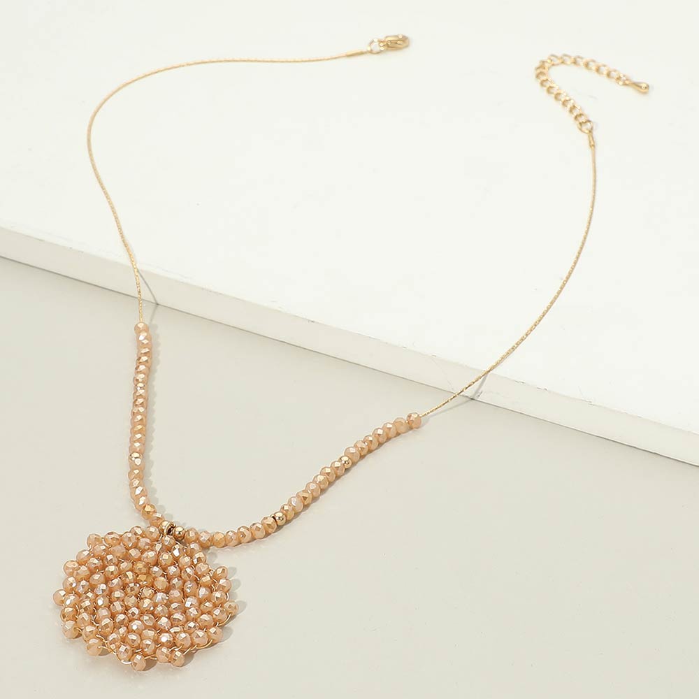 Round Beaded Pendant Statement Necklace
