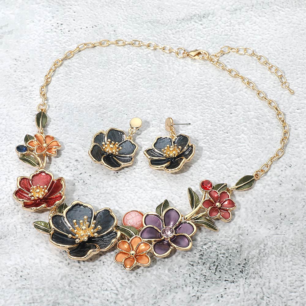 Floral Link Statement Necklace
