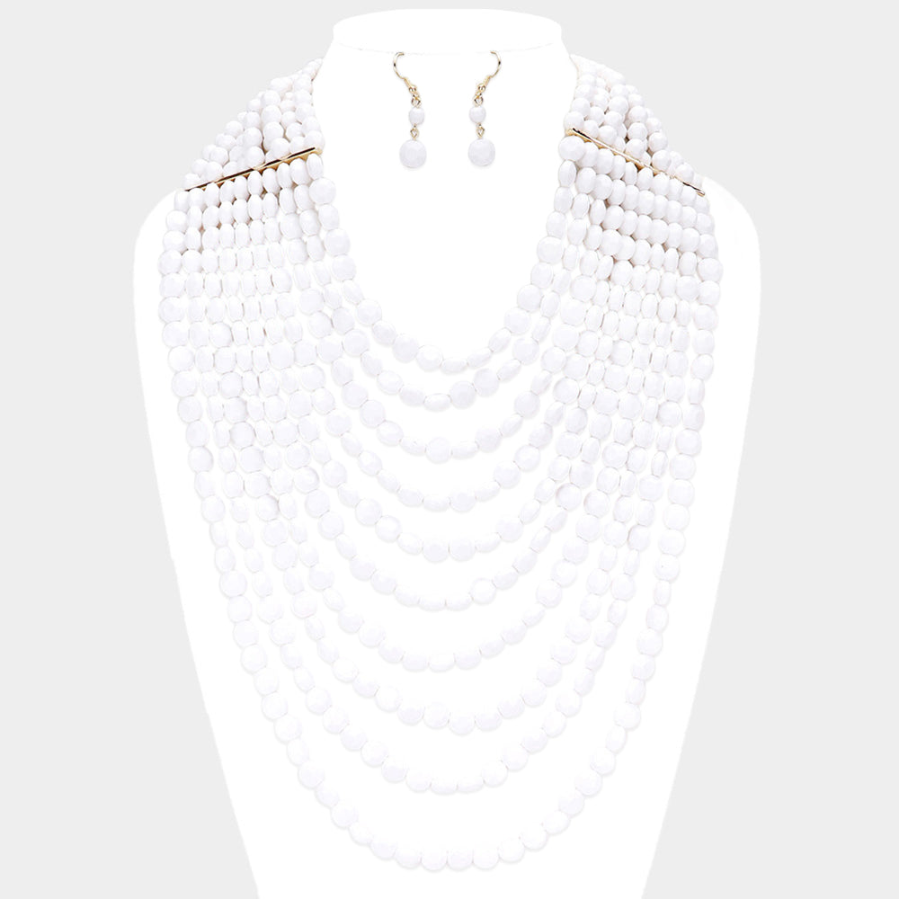 Multi Strand Faceted Beaded  Necklace