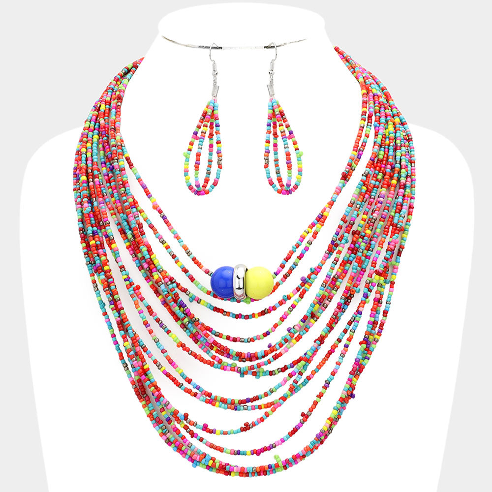 Seed Beaded Bib Necklace
