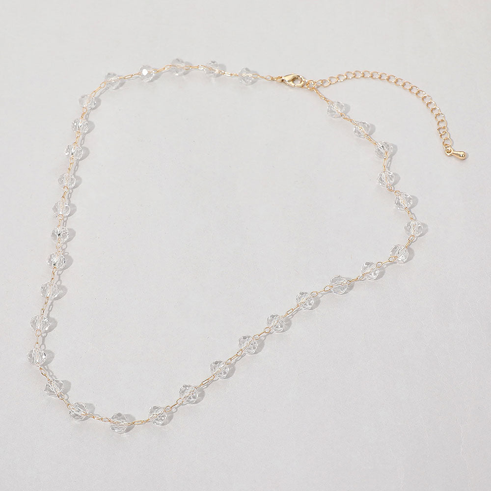 Faceted Bead Station Chain Necklace
