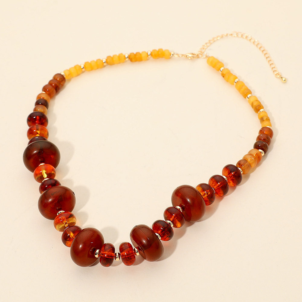 Women's Chunky Marbled Round Beaded Statement Necklace