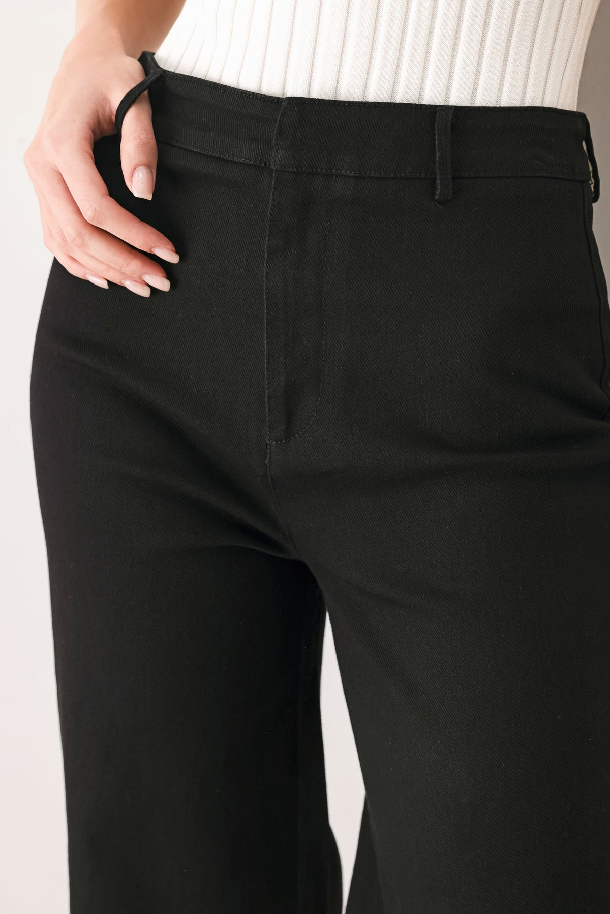 DENIM AUTHORITY BLACK DENIM WIDE-LEG PANTS