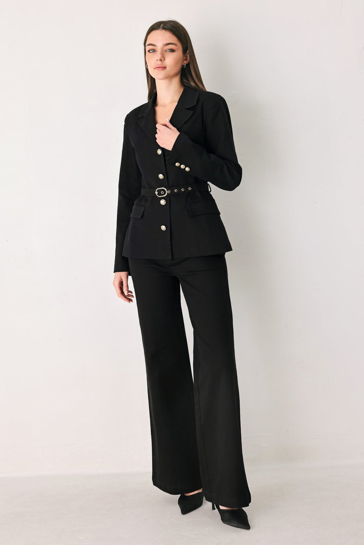 DENIM AUTHORITY BLACK DENIM WIDE-LEG PANTS
