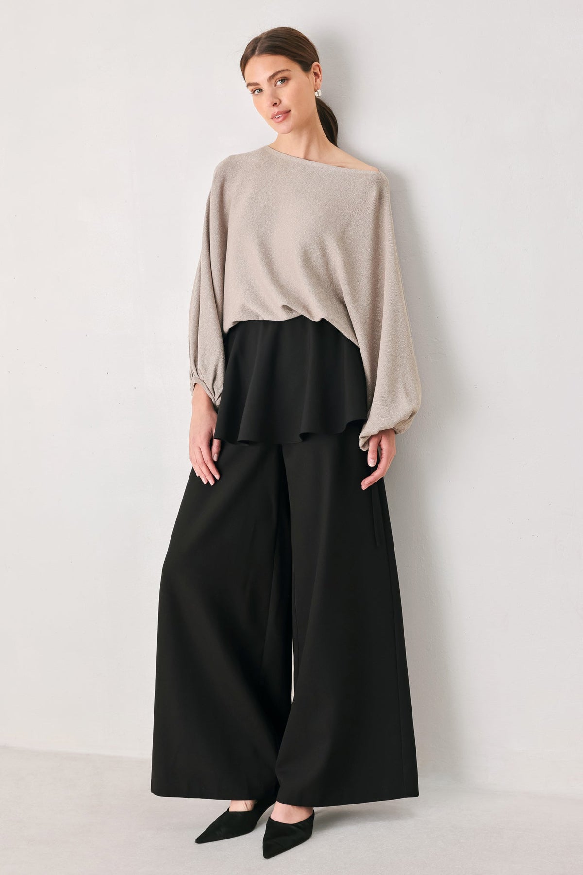 NOIR LAYER BLACK SKIRT-OVERLAY PANTS