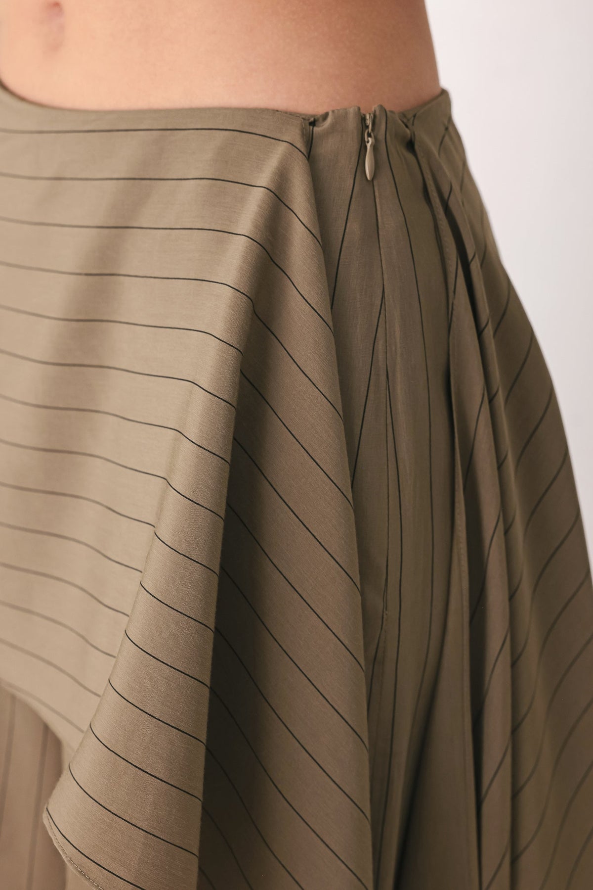 STRIPED DRAMA BROWN & BLACK SCARF-OVERLAY PANTS