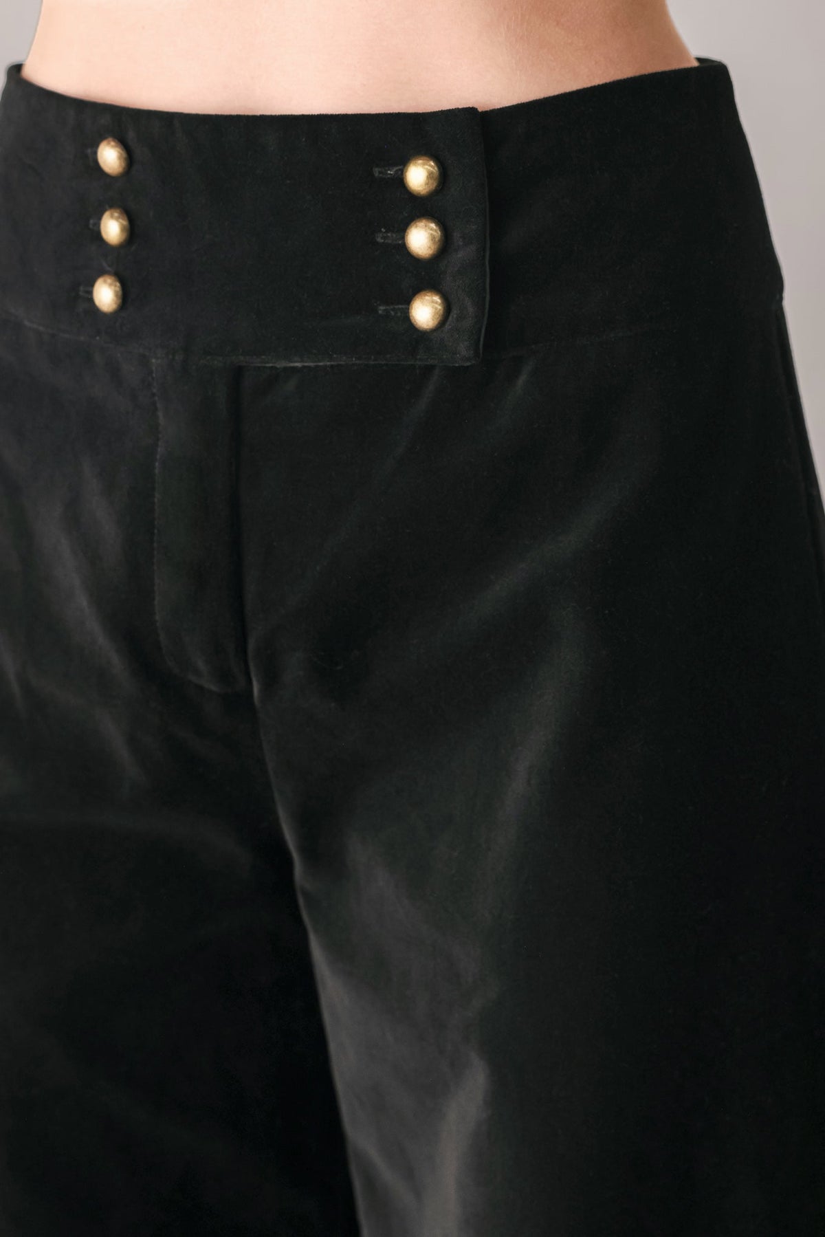 VELVET COMMAND BLACK BUTTON-WAIST WIDE-LEG PANTS