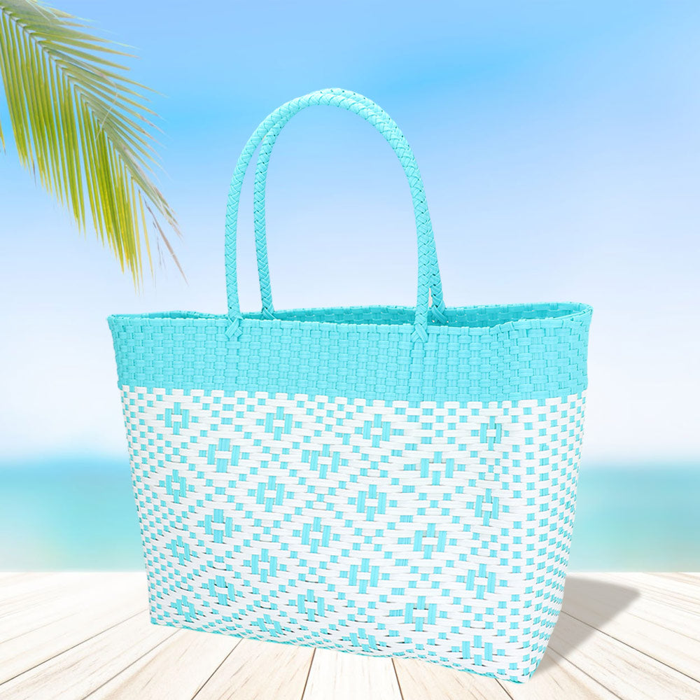 Aztec Pattern Basket Weave Tote Bag / Shoulder Bag