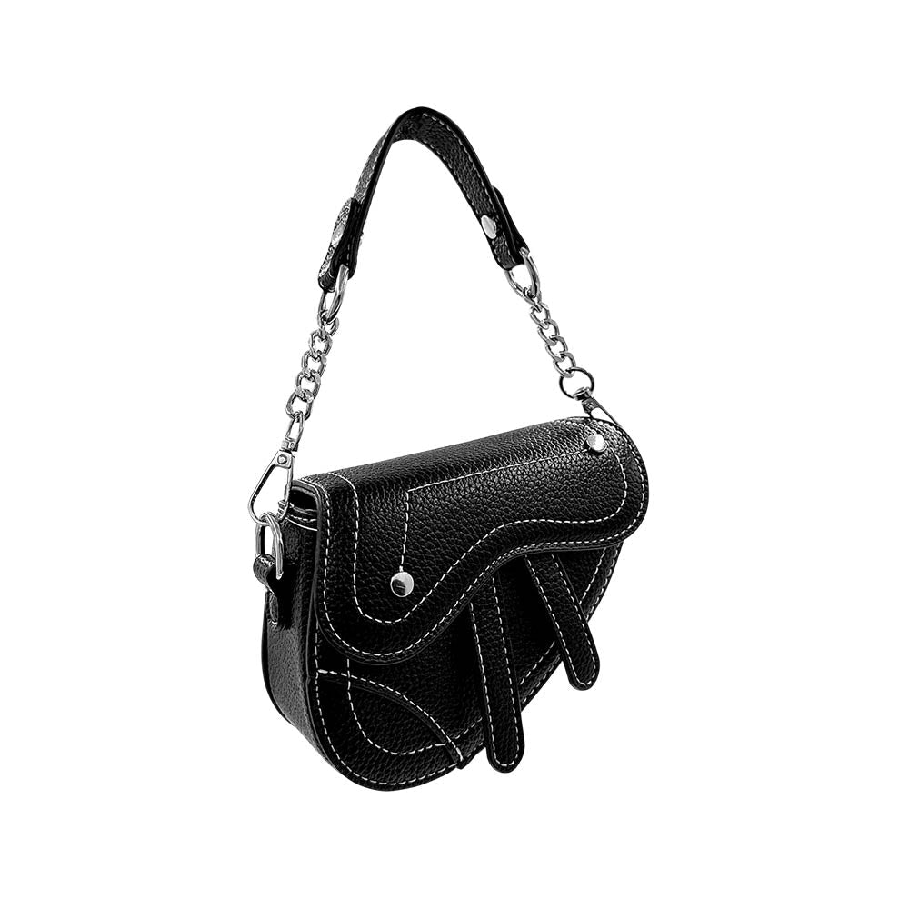 Faux Leather Mini Saddle Shoulder Crossbody Bag