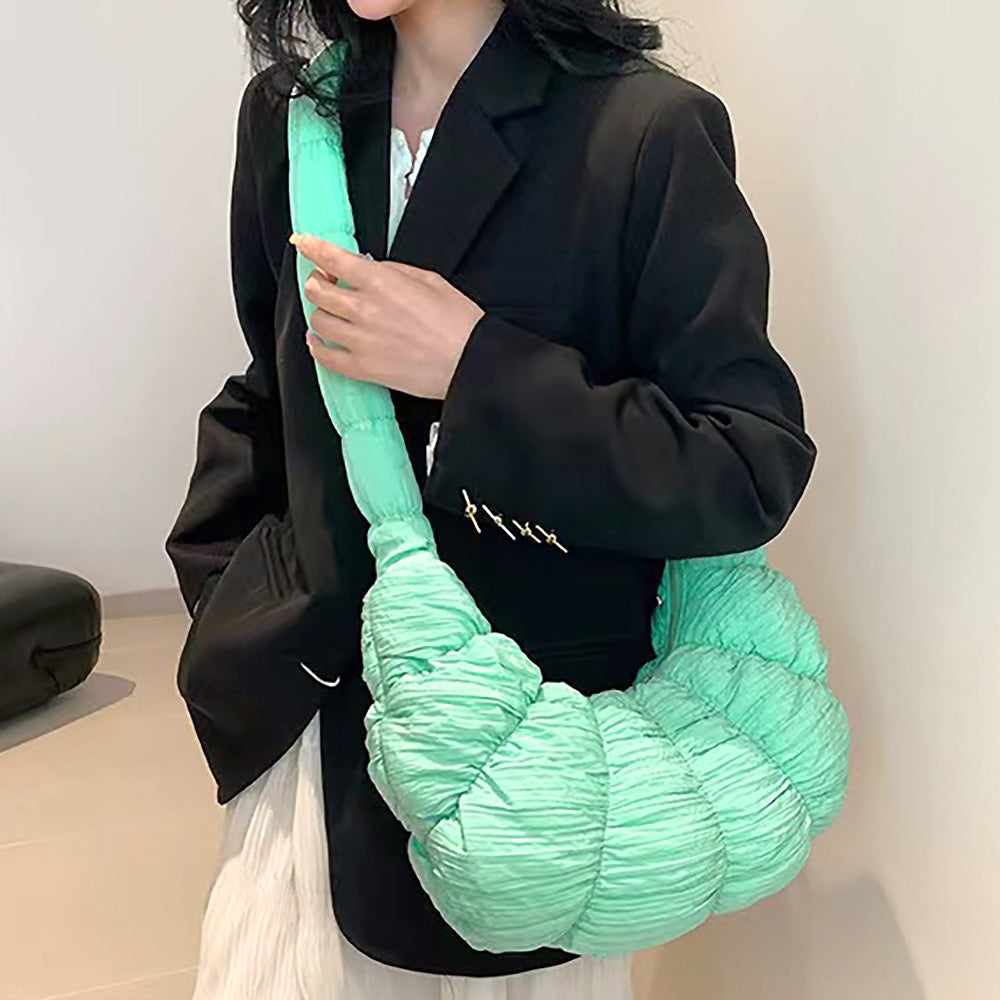 Quilted Puffer Croissant Cloud Crossbody Bag