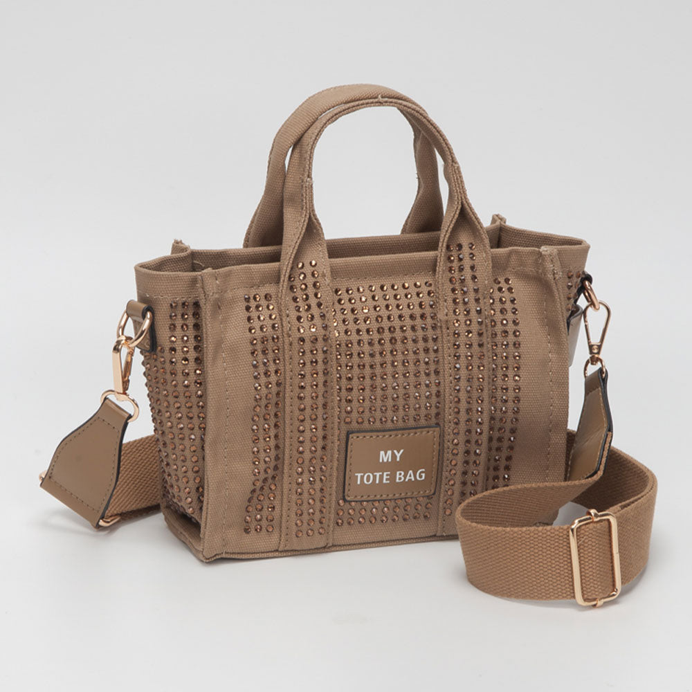 Rhinestone Studded Small Top Handle Crossbody Bag