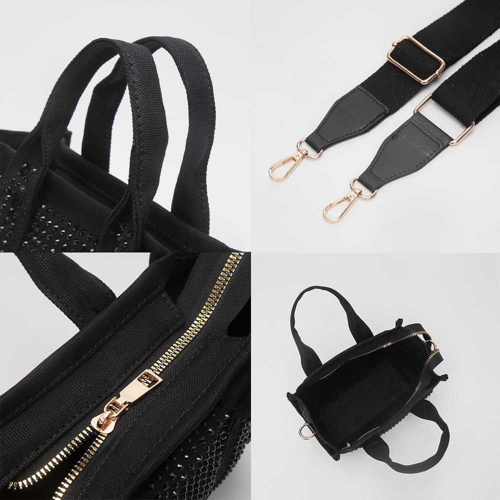 Rhinestone Studded Small Top Handle Crossbody Bag