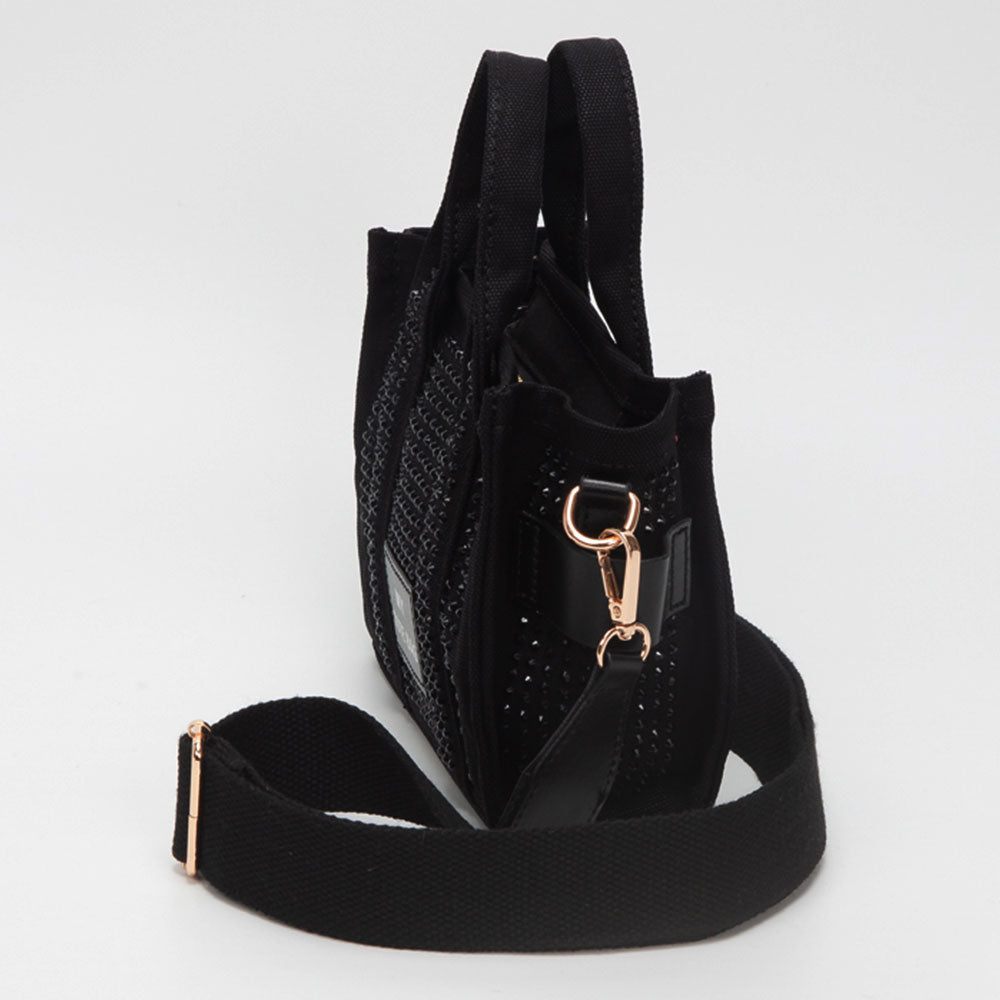 Rhinestone Studded Small Top Handle Crossbody Bag