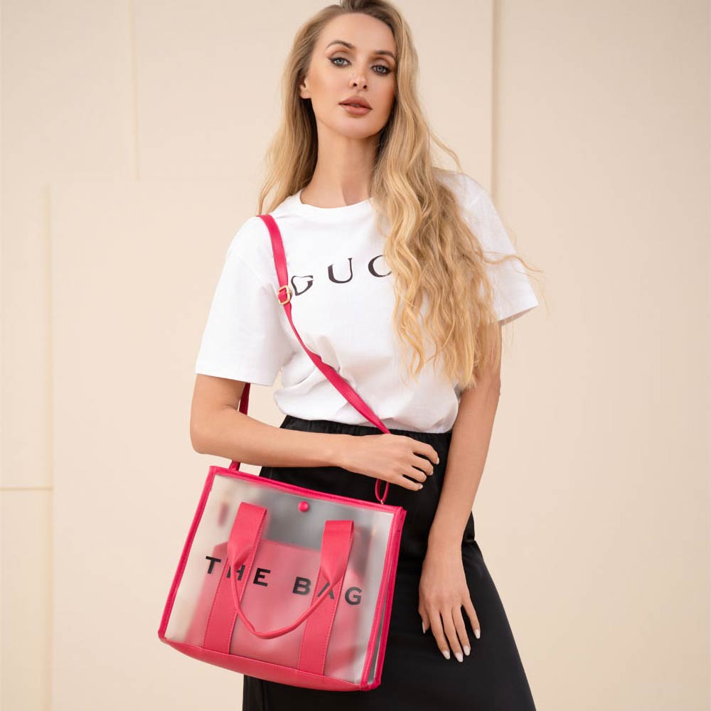 THE BAG Optic Transparent Structured Tote Crossbody Bag