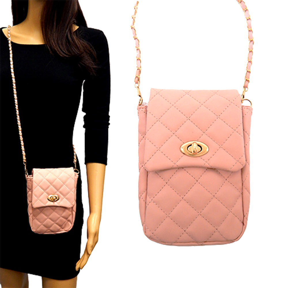 Faux Leather Quilted Mini Crossbody Bag