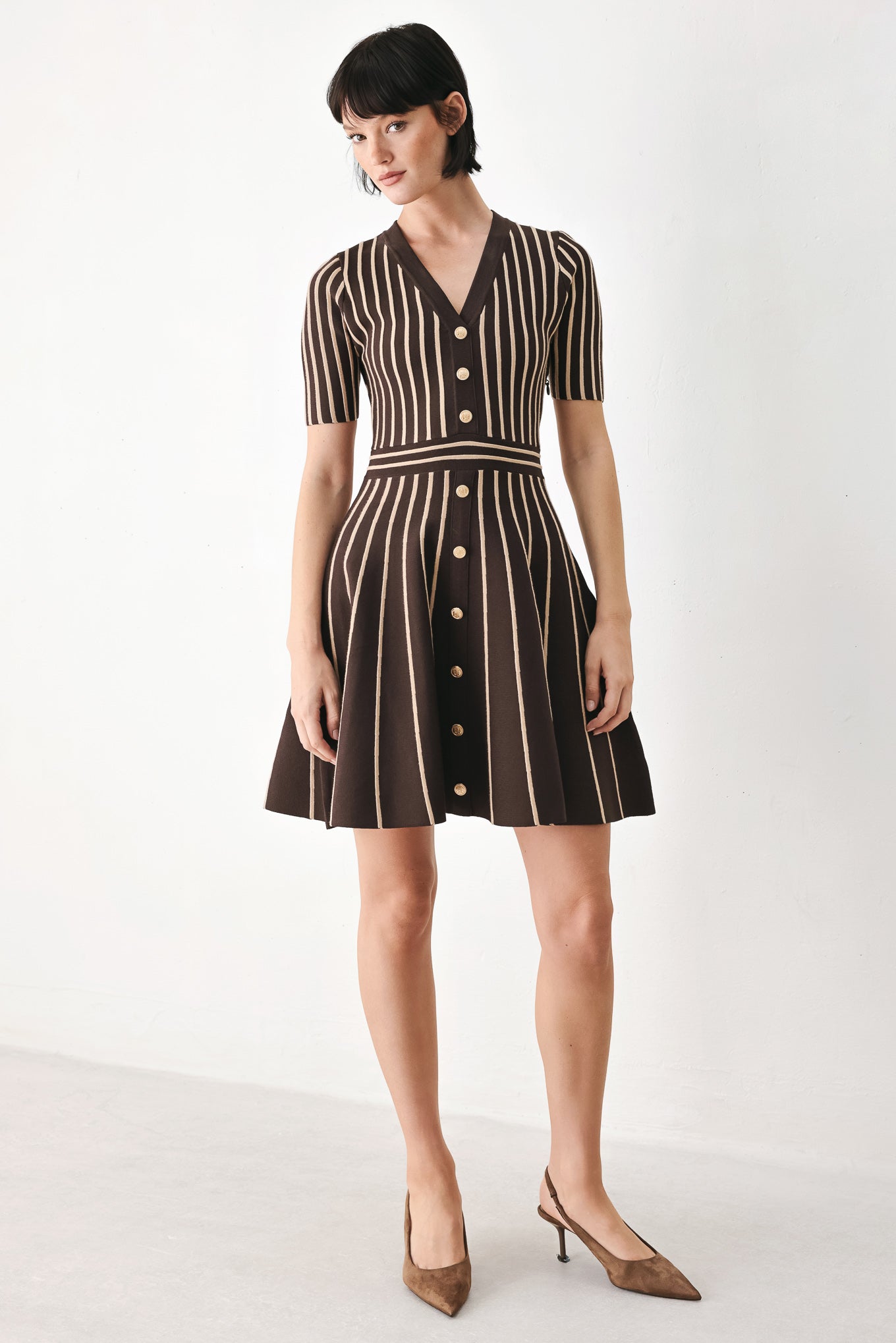 BROWN PARLOR MELODY SWEATER MINI DRESS