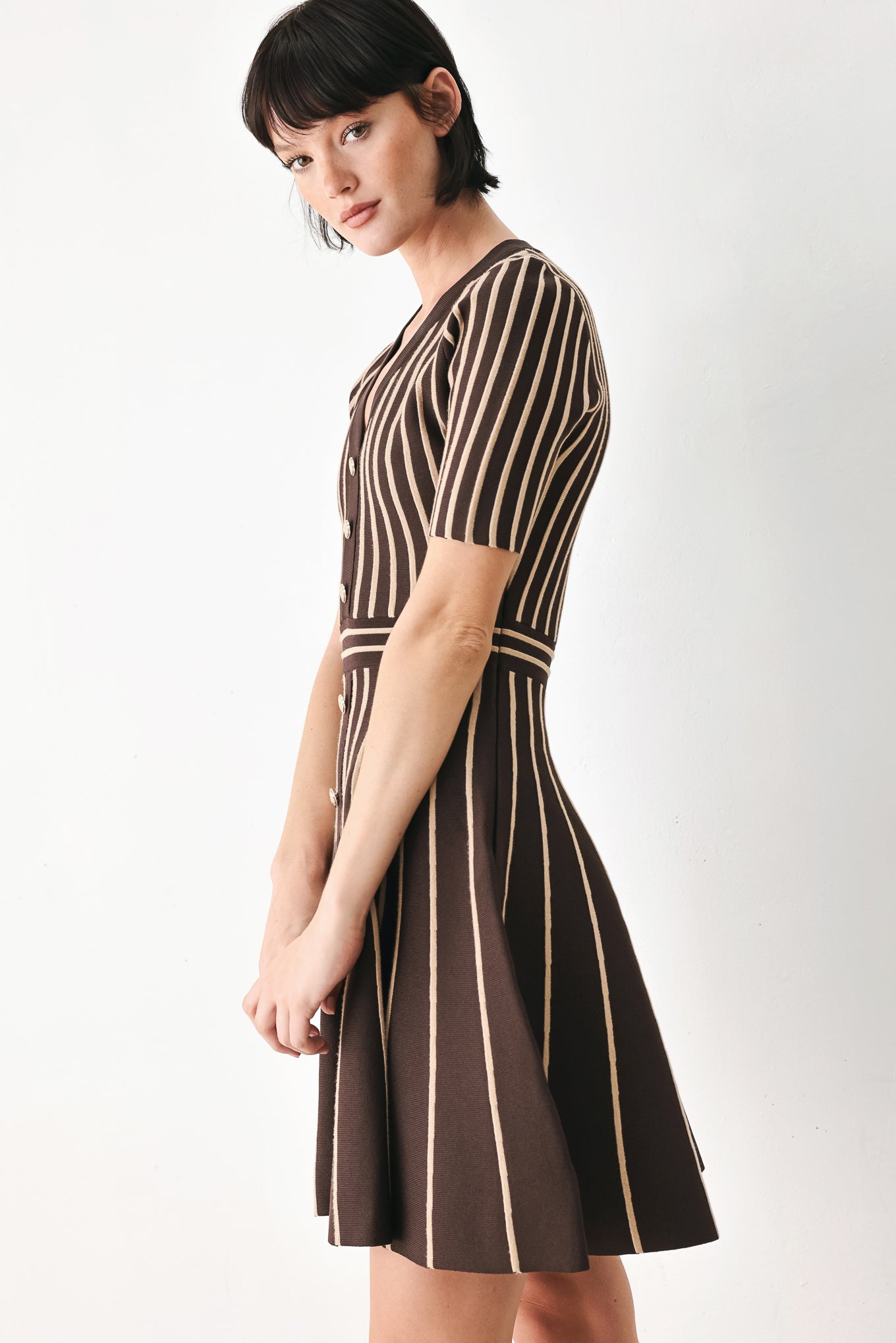 BROWN PARLOR MELODY SWEATER MINI DRESS