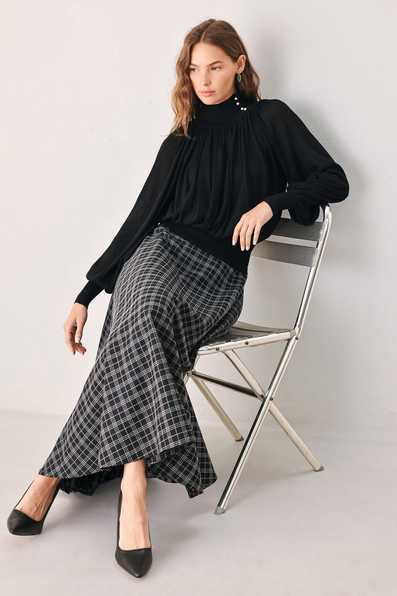 MACADAMIA DRAPED SWEATER KNIT TOP