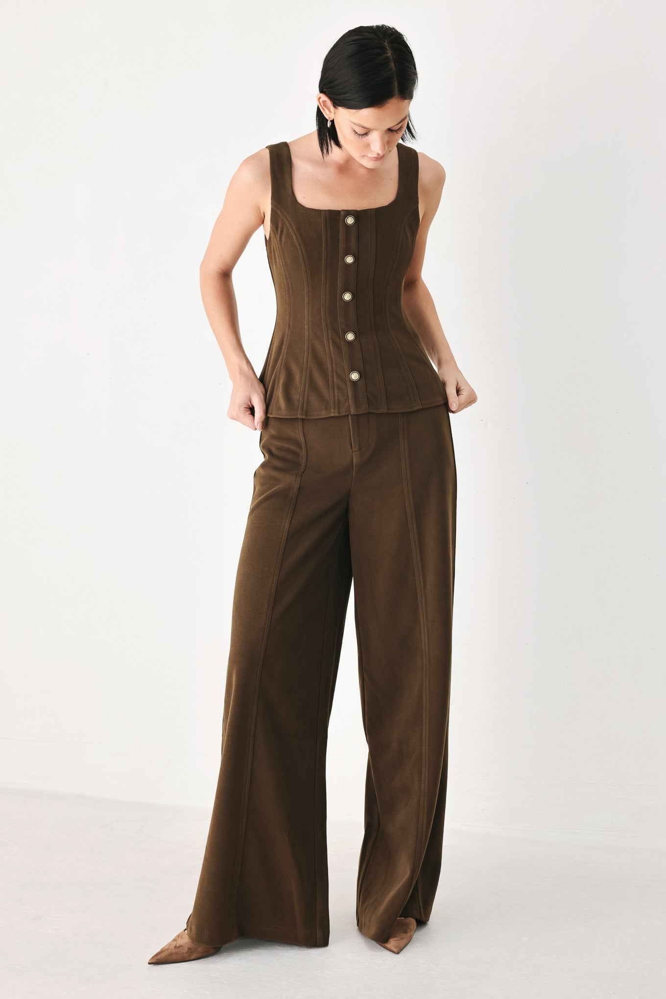 SWEETEST IN SIGHT BROWN PEPLUM TOP