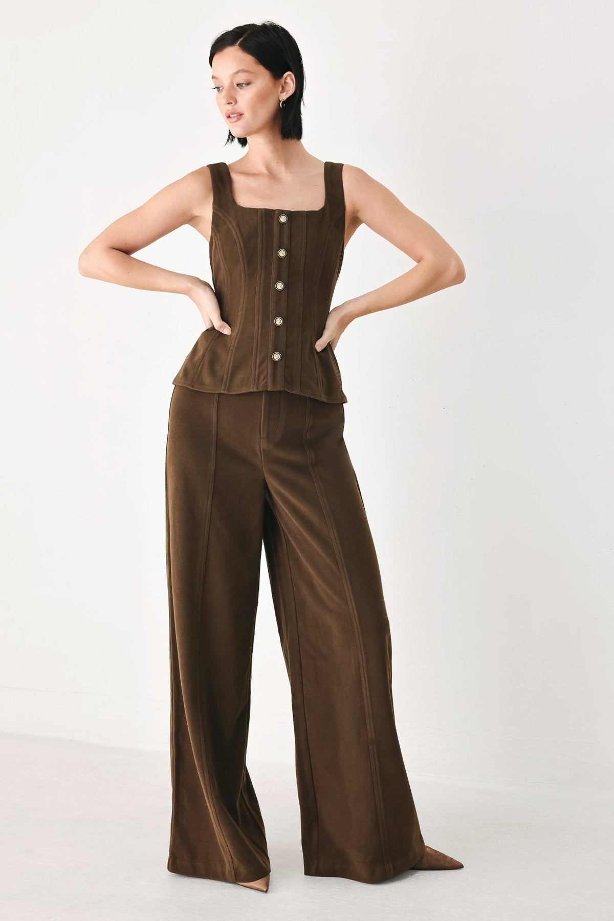 SWEETEST IN SIGHT BROWN PEPLUM TOP