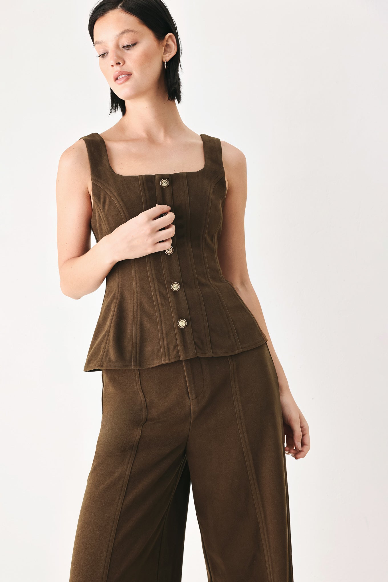 SWEETEST IN SIGHT BROWN PEPLUM TOP