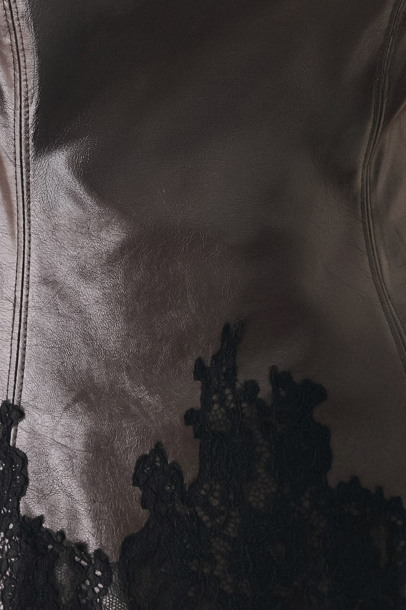 LACE AFTER DARK SWEETHEART FAUX LEATHER TOP