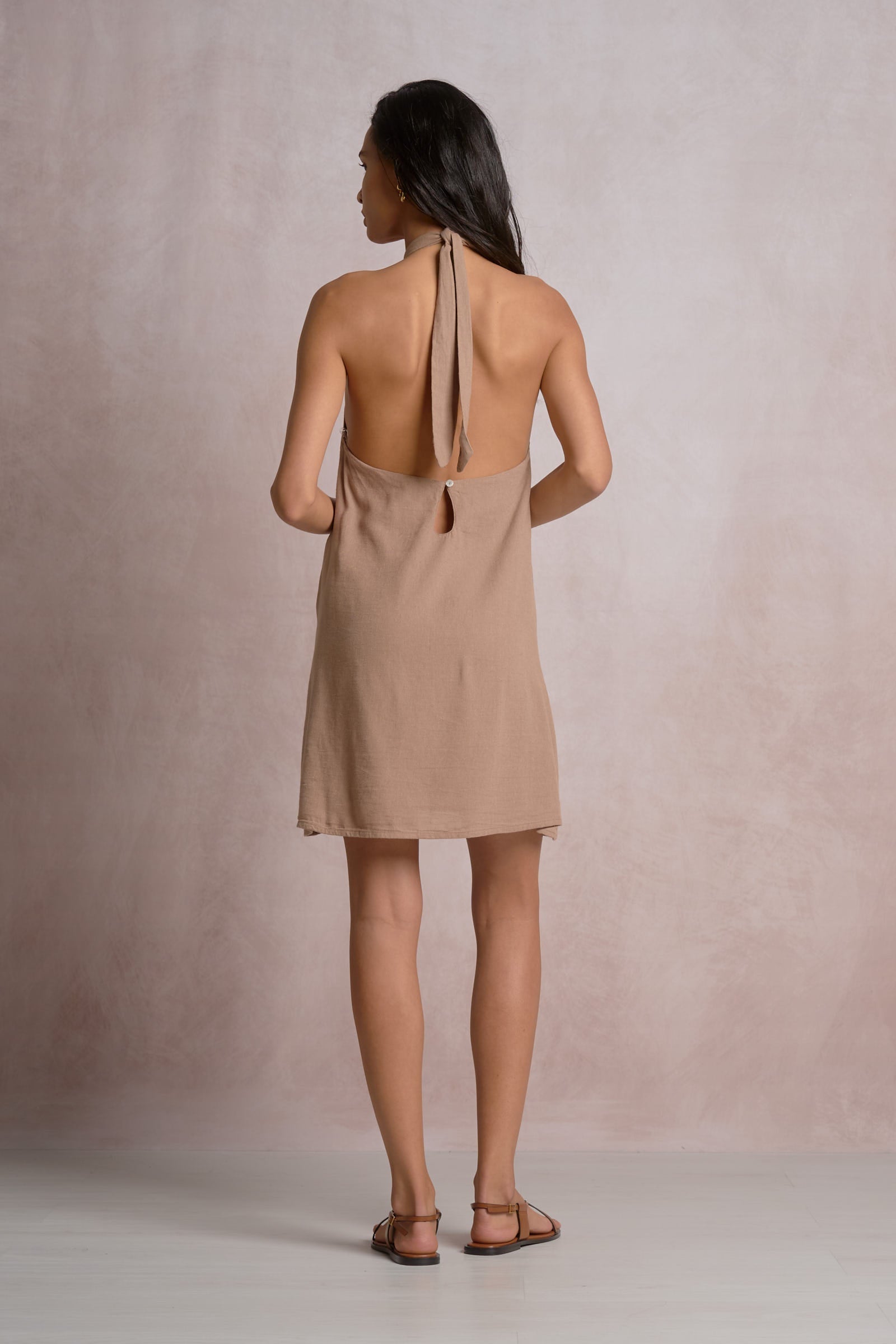 Santorini Halter Dress Brown