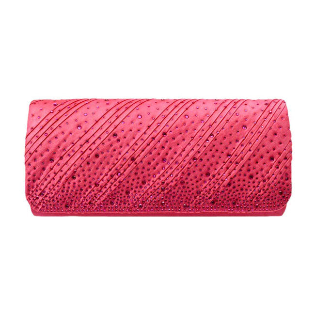 Diagonal Line Detailed Bling Evening Clutch Crossbody Bag