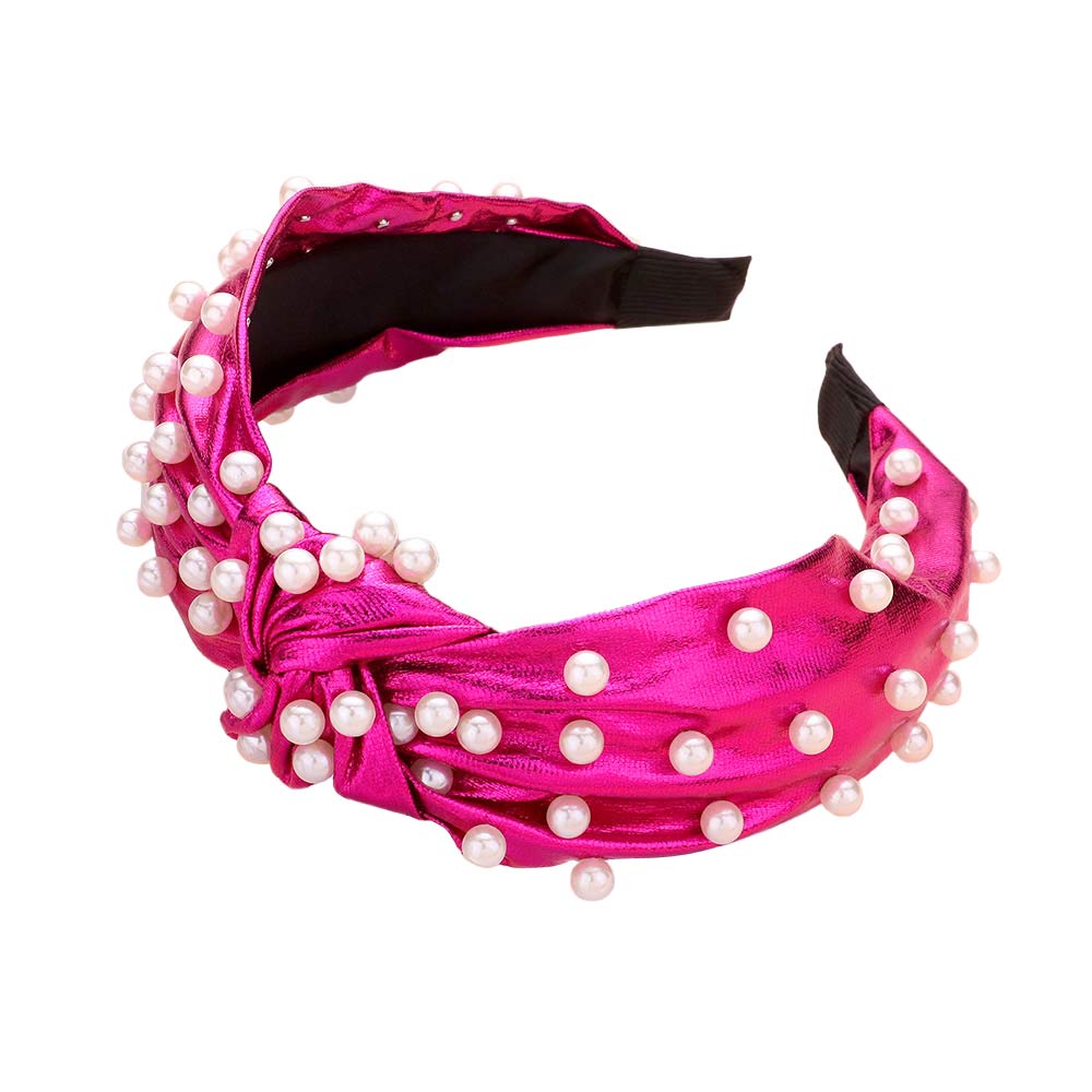 Pearl Embellished Burnout Knot Headband