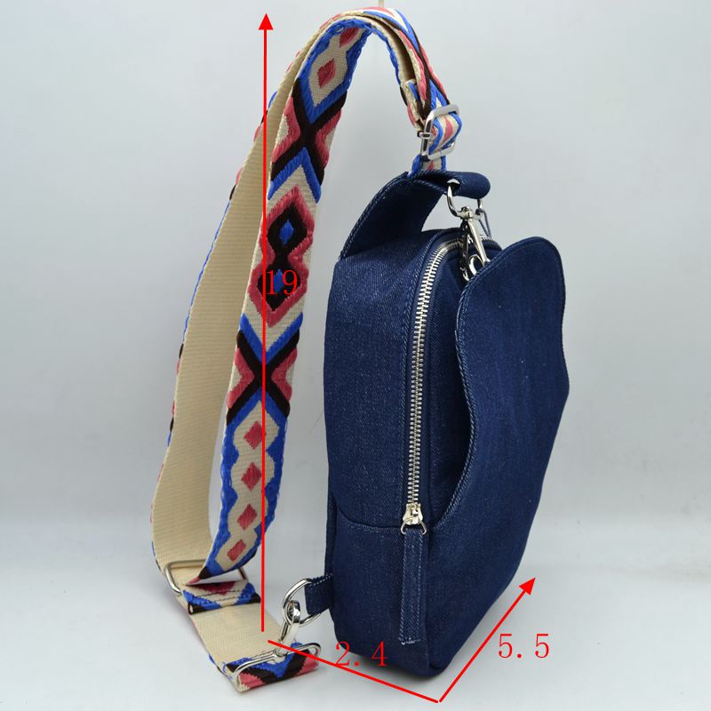 Geometric Pattern Strap Sling Bag with Zipper Pockets