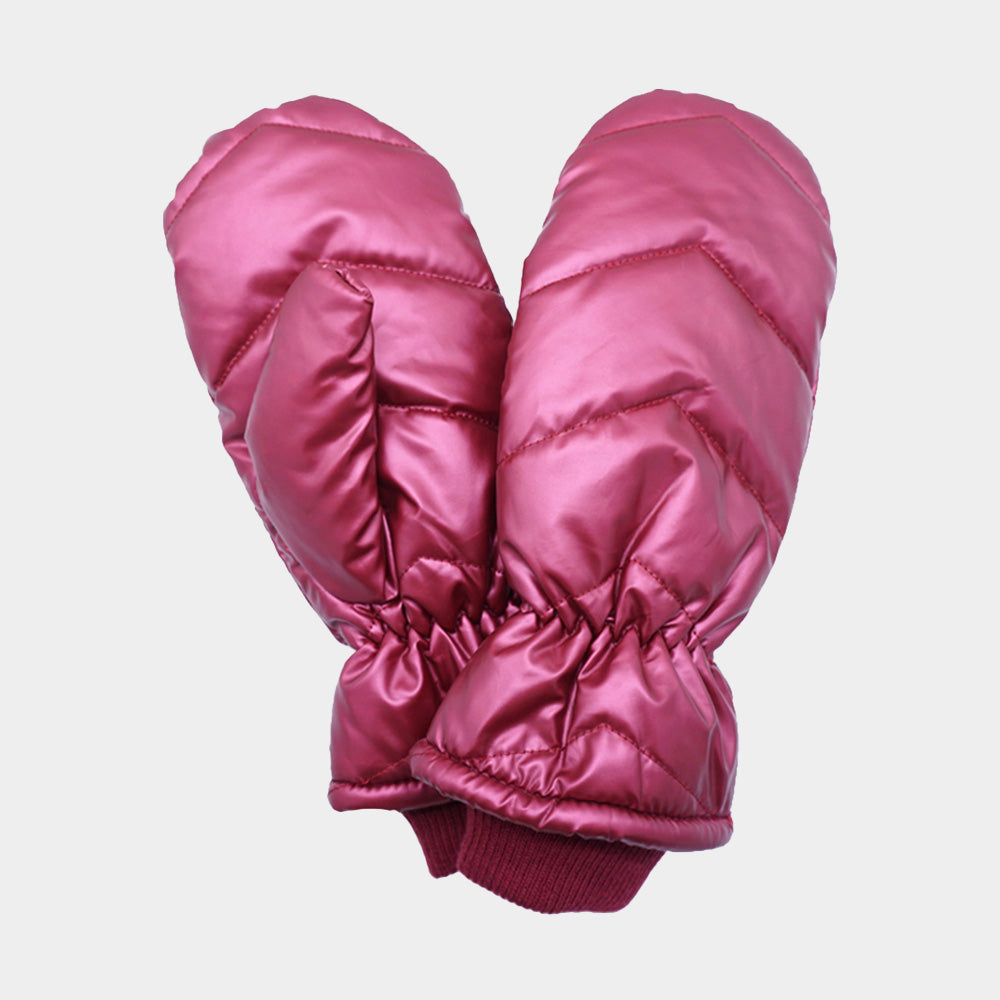 Women's Shiny Puffer Mitten Chic Gloves