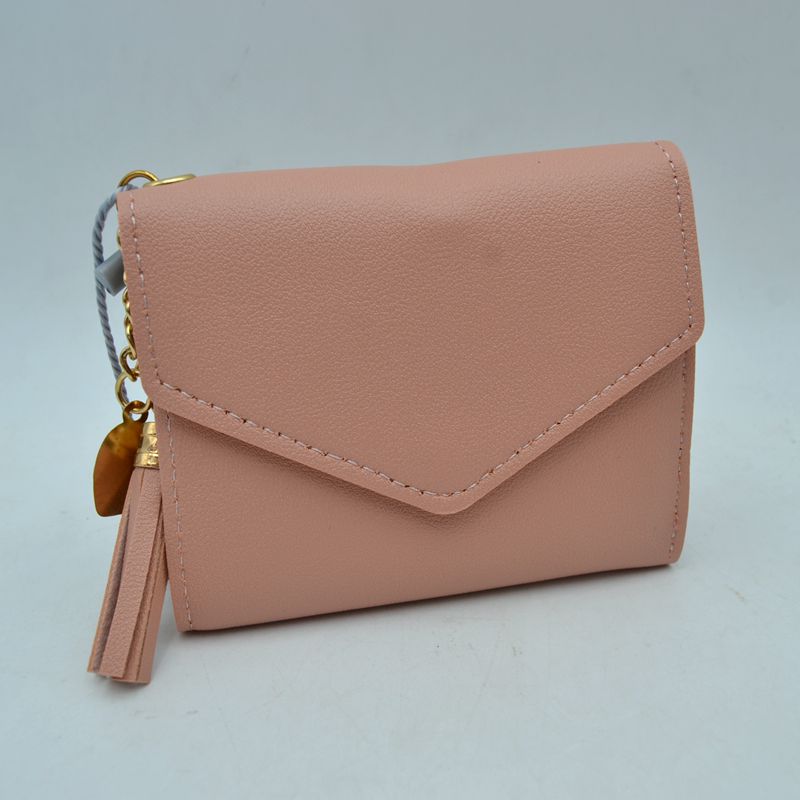 Envelope Flap Compact Wallet with Tassel Charm
