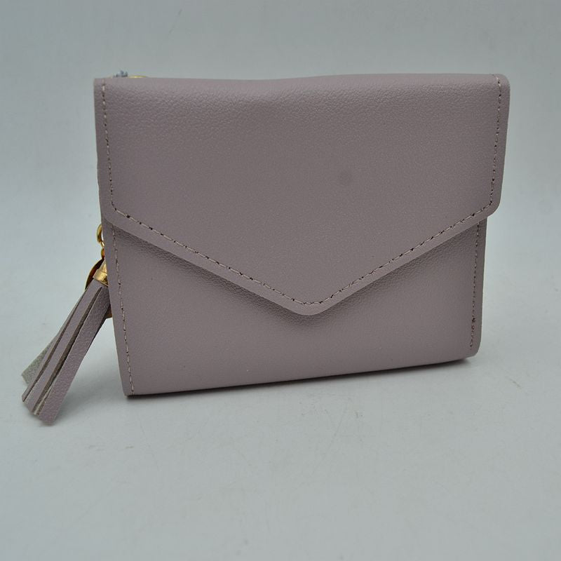 Envelope Flap Compact Wallet with Tassel Charm