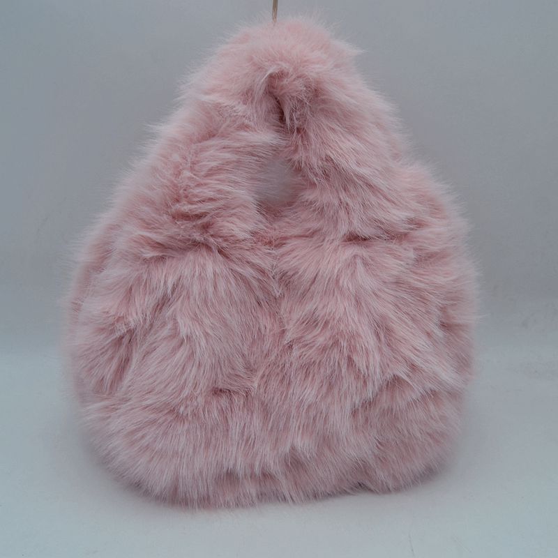 Fluffy Shaggy Plush Handbag with Integrated Top Handle
