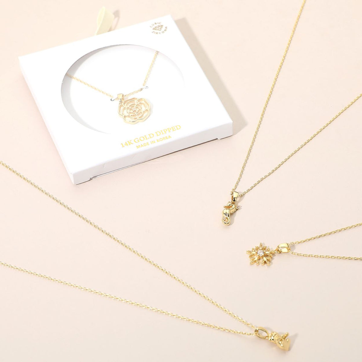 14K Gold Dipped CZ Stone Paved Holiday Mitten Pendant Necklace