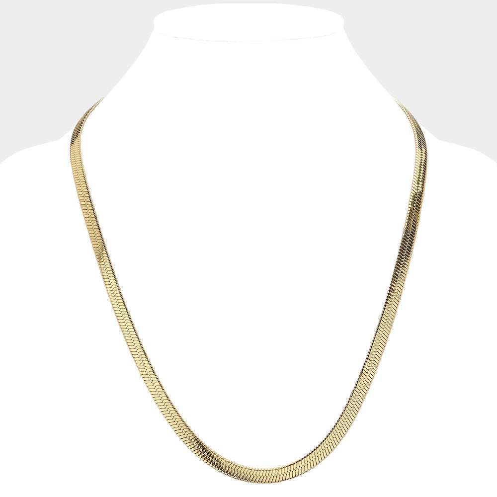 24 Inch, 7mm Stainless Steel Herringbone Chain Necklace
