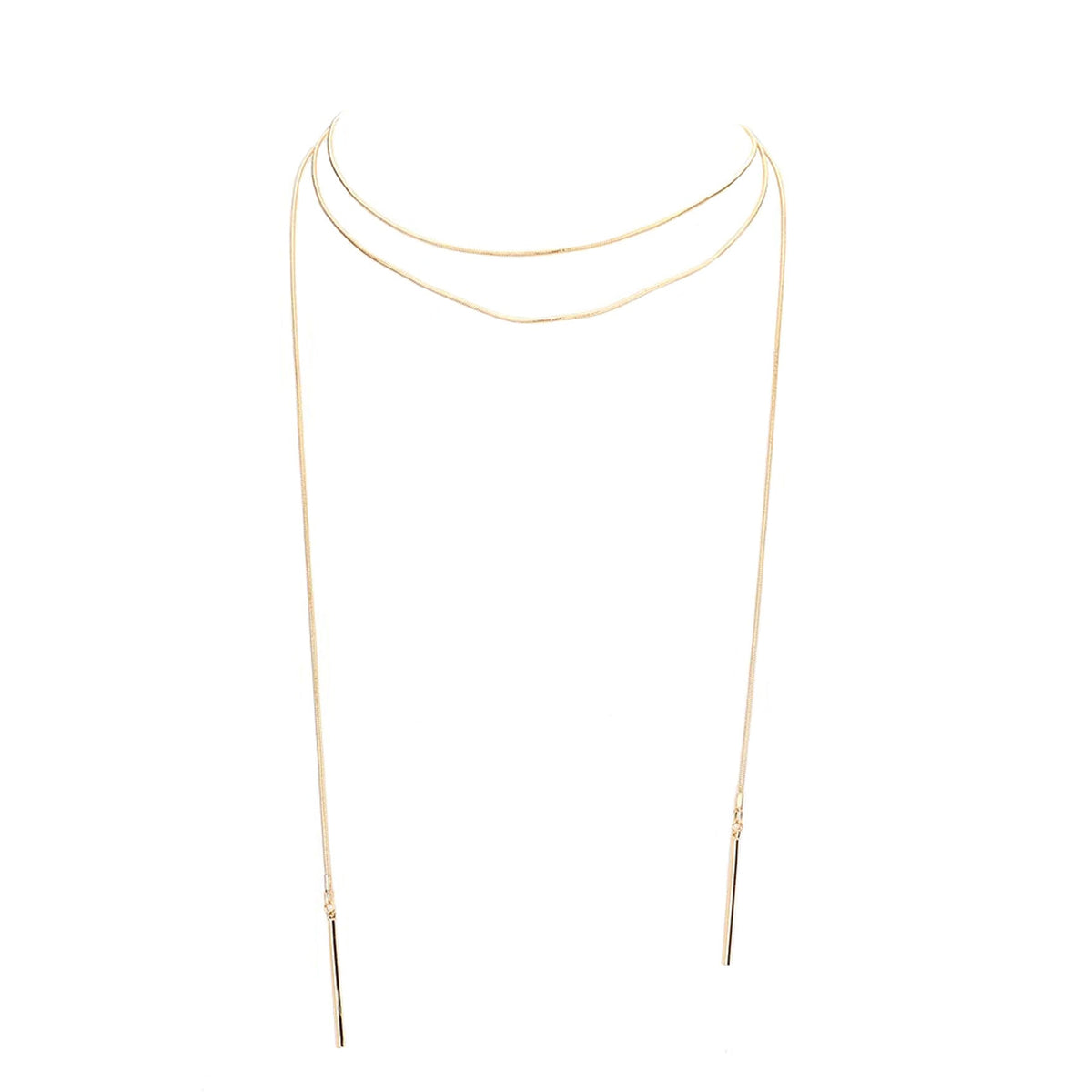 Metal Bar Dangle Tip Layered Necklace