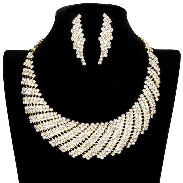 Rhinestone Tornado Collar Bib Necklace