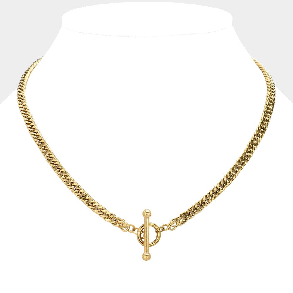 Stainless Steel Chain Toggle Necklace