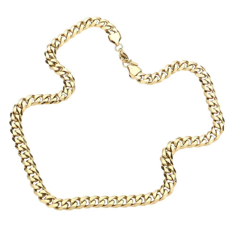6 Diamond Cut Stainless Steel 18 Inch 8mm Cuban Chain Necklace